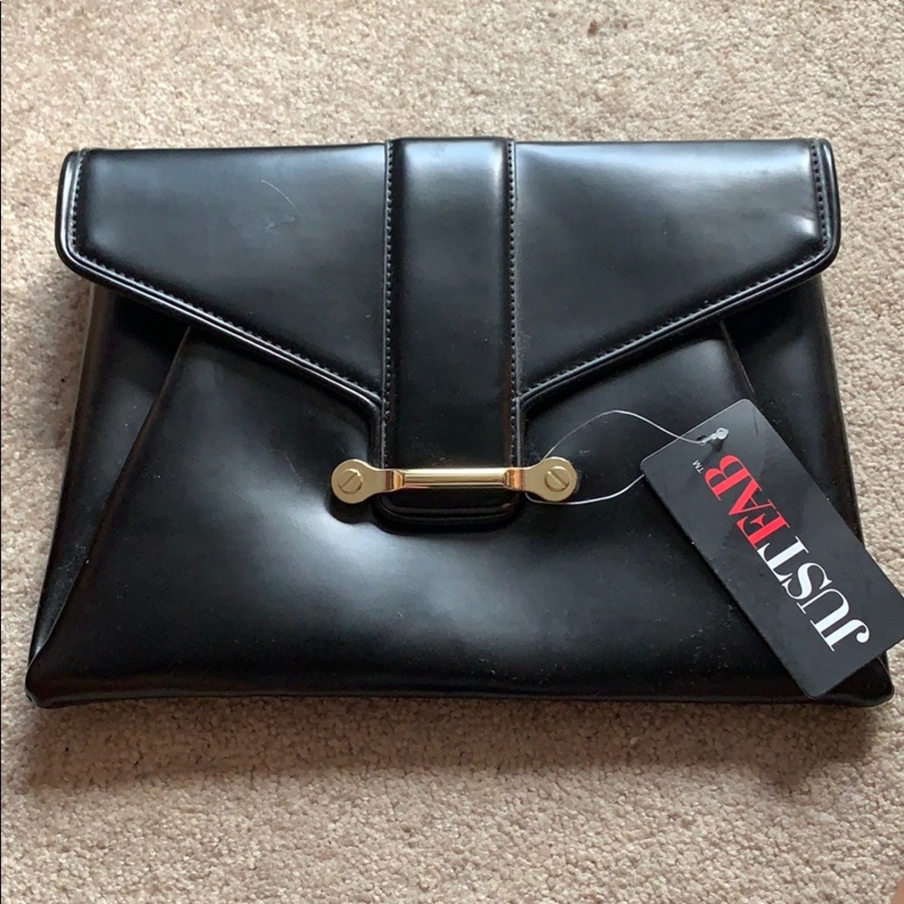 Large Black Leather Clutch